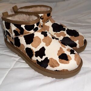 RARE UGG Cow Print Ultra Mini Boots - NIB